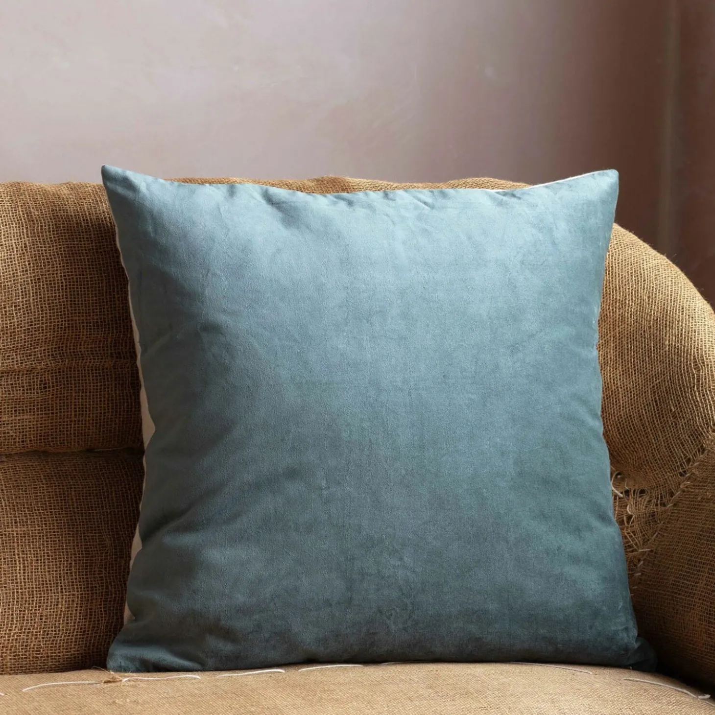 Large Velvet and Linen Backed Cushions