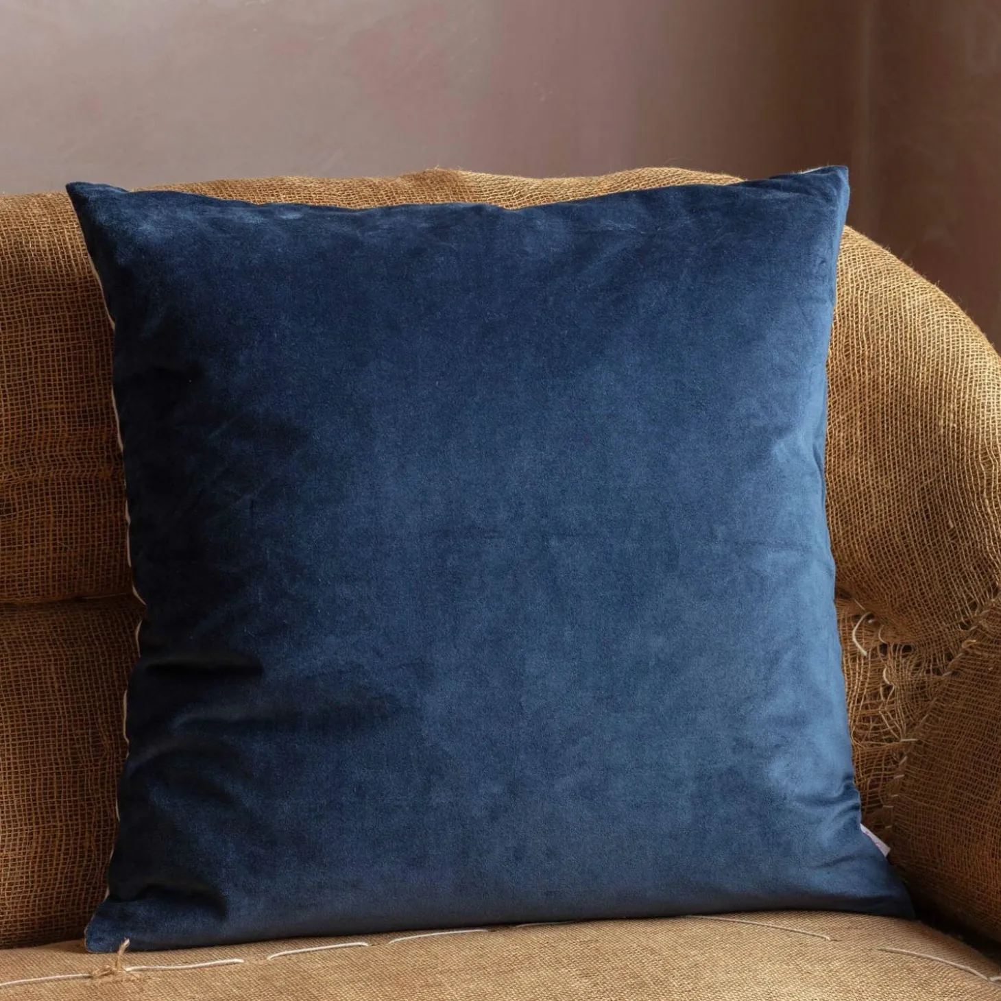 Large Velvet and Linen Backed Cushions