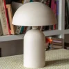 Large Warm Grey Textured Dome Table Lamp