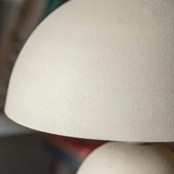 Large Warm Grey Textured Dome Table Lamp