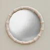 Large White Bamboo Convex Mirror