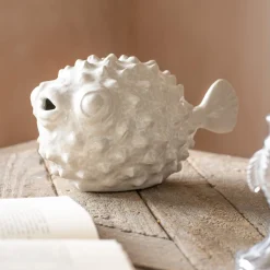 Large White Ceramic Blowfish Ornament