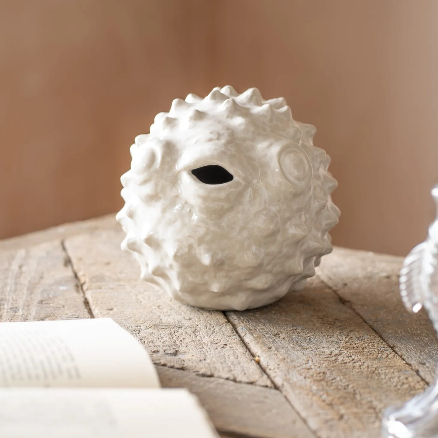 Large White Ceramic Blowfish Ornament