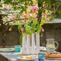 Large White Ceramic Multi-Stem Vase