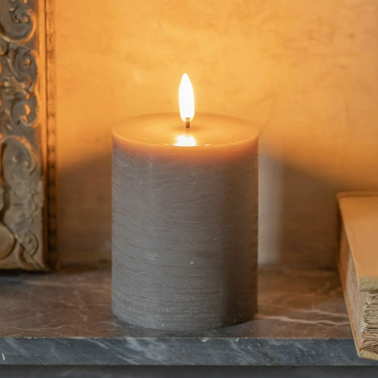 LED Pillar Candle Sandstone