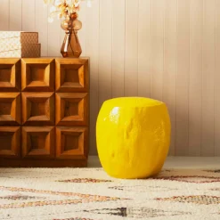 Lemon Yellow Ceramic Stool
