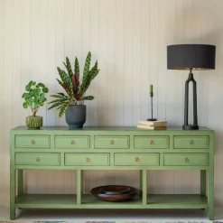 Leshan Nine Drawer Jade Sideboard