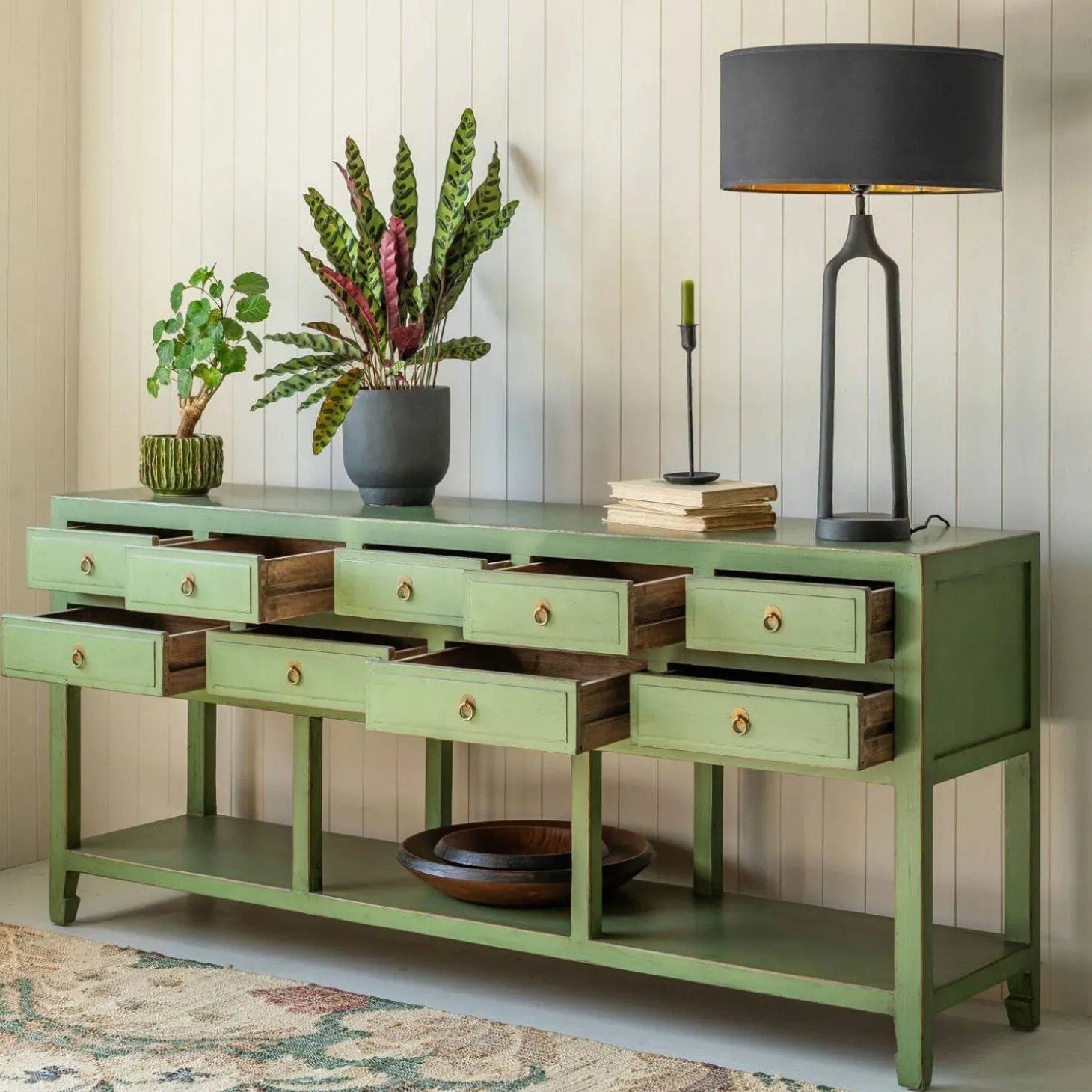 Leshan Nine Drawer Jade Sideboard