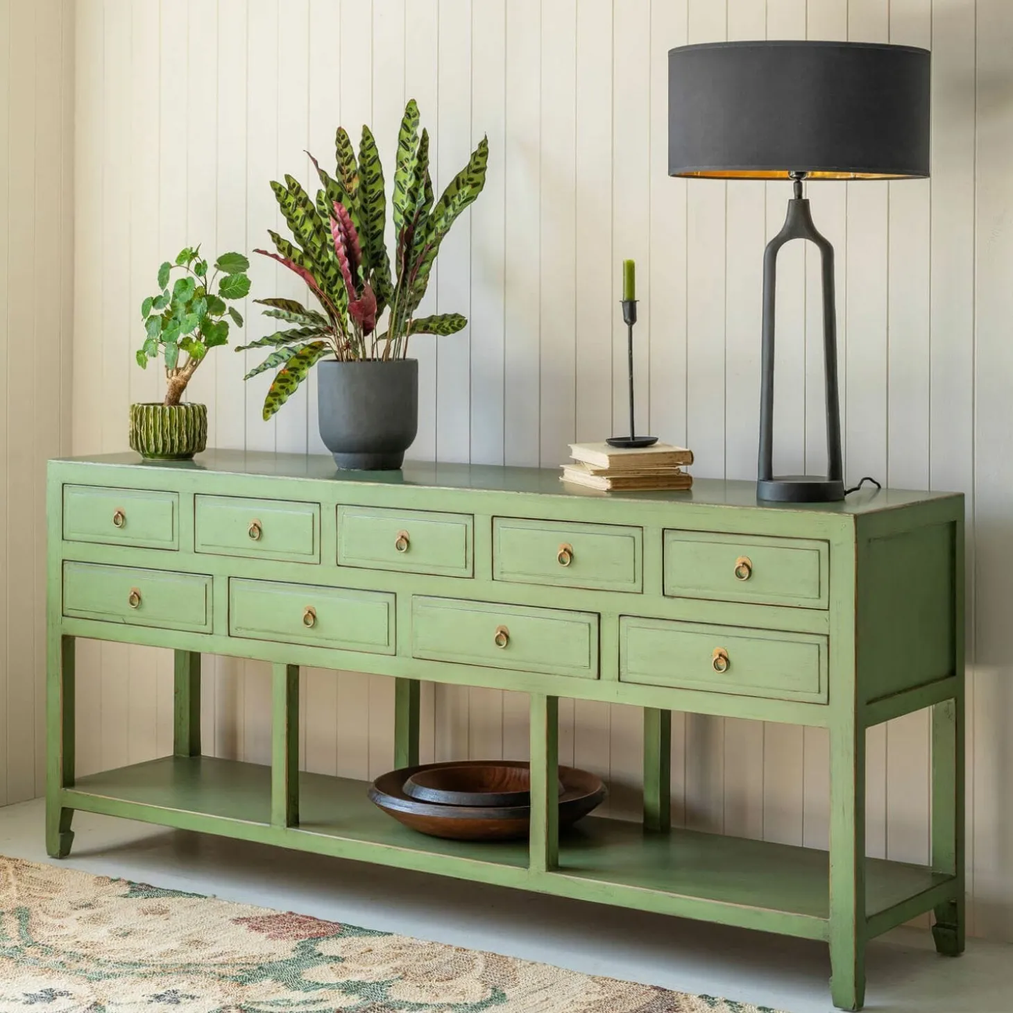 Leshan Nine Drawer Jade Sideboard