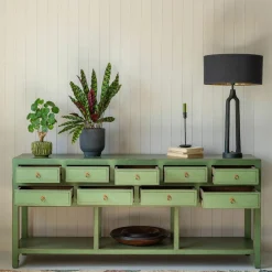 Leshan Nine Drawer Jade Sideboard