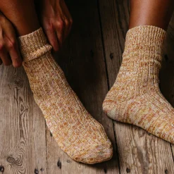 Lime and Brick Melange Socks