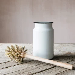 Loo Brush in Enamel Pot