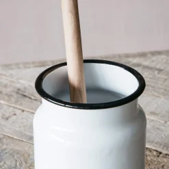 Loo Brush in Enamel Pot