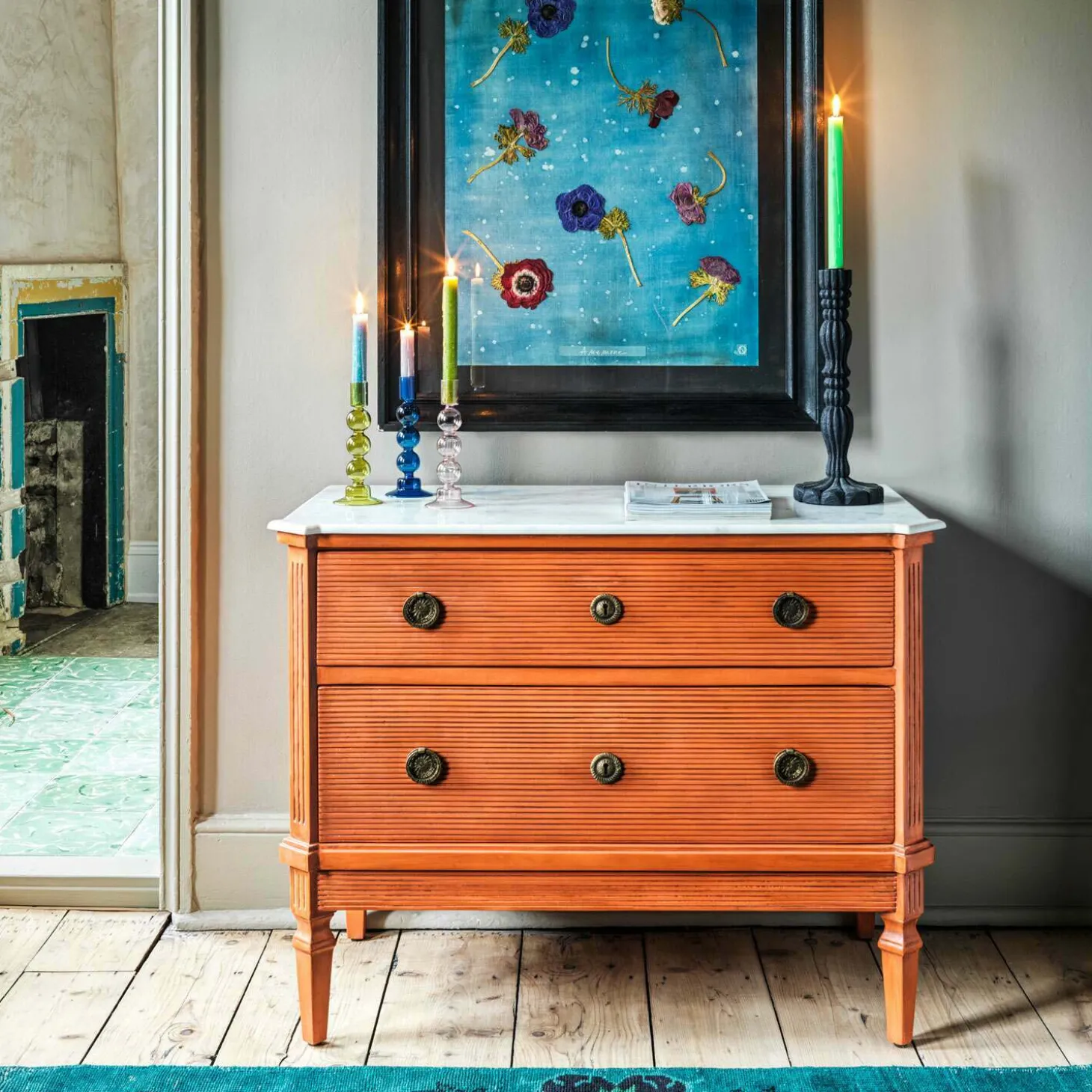 Lottie Coral and Marble Chest of Drawers