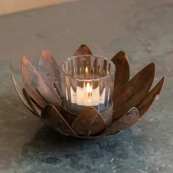 Lotus Rust Tealight Holder
