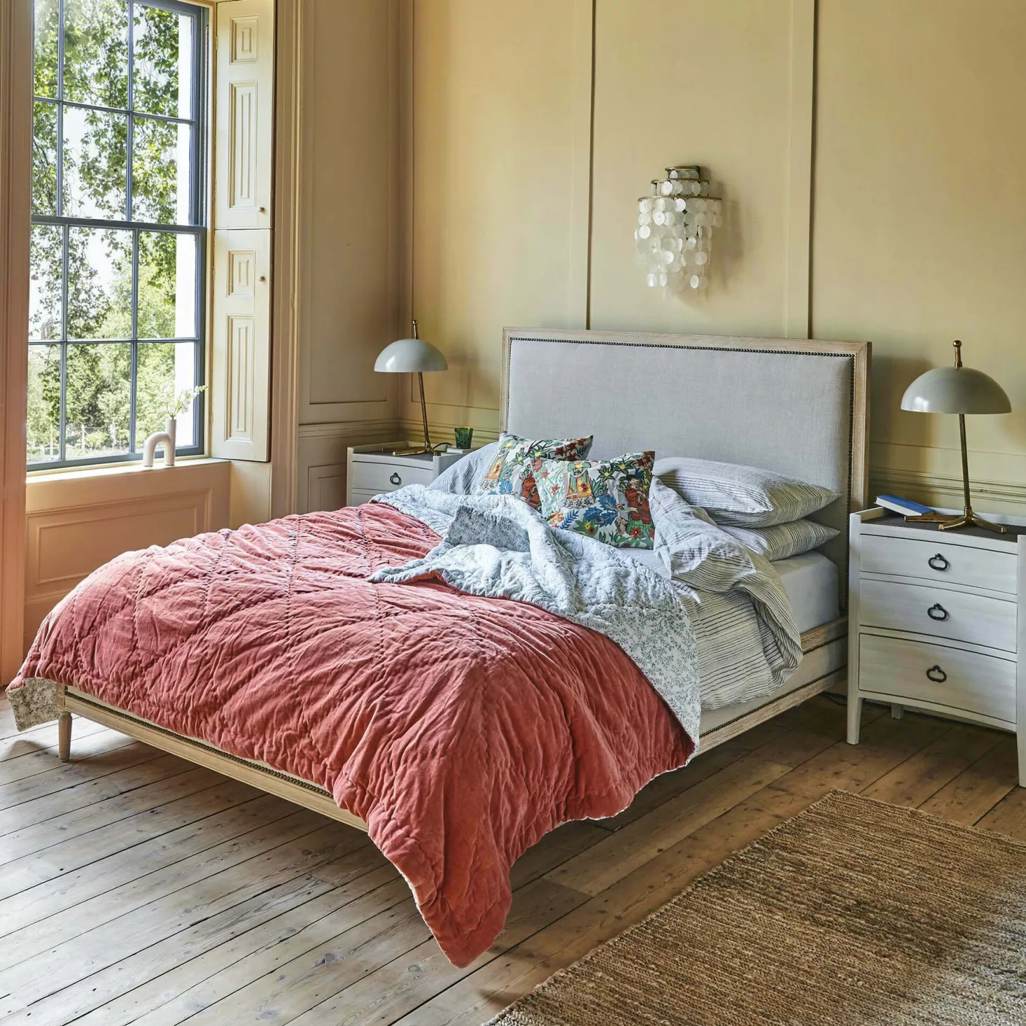 Luna Natural Linen King Size Bed