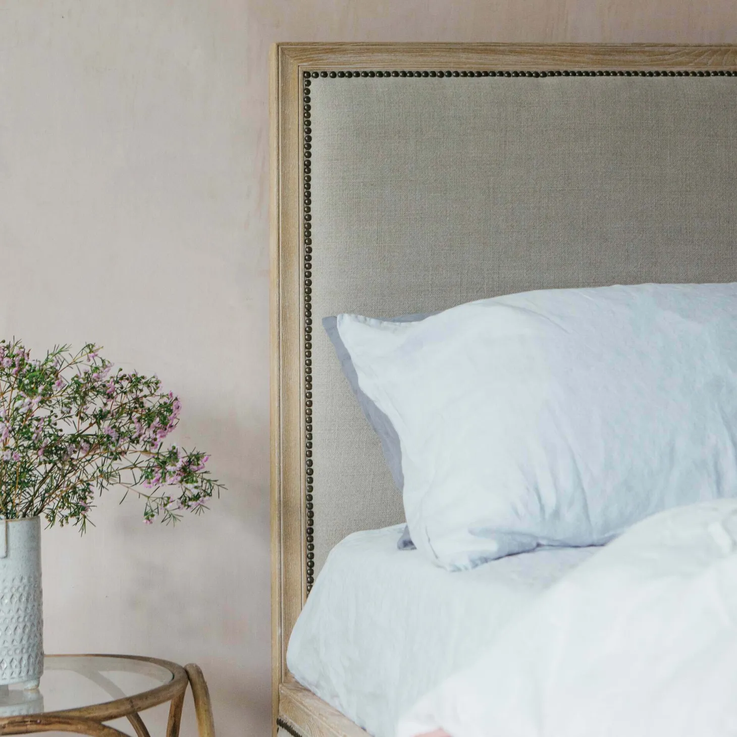 Luna Natural Linen King Size Bed