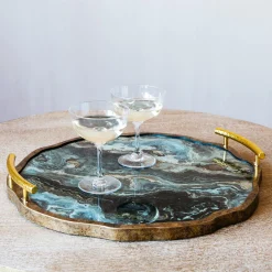 Marble Effect Tray with Handles