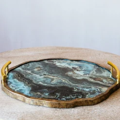 Marble Effect Tray with Handles