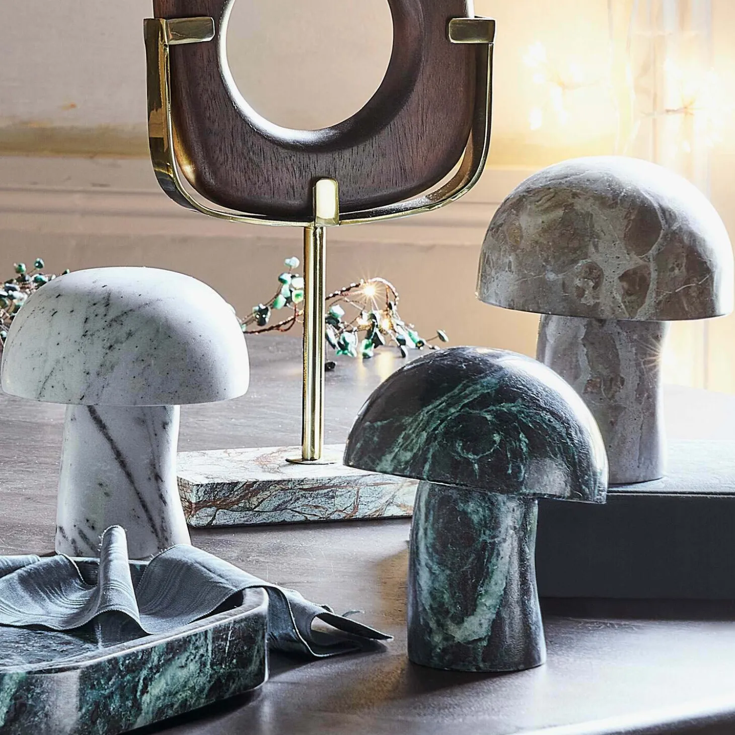 Marble Mushroom Statues