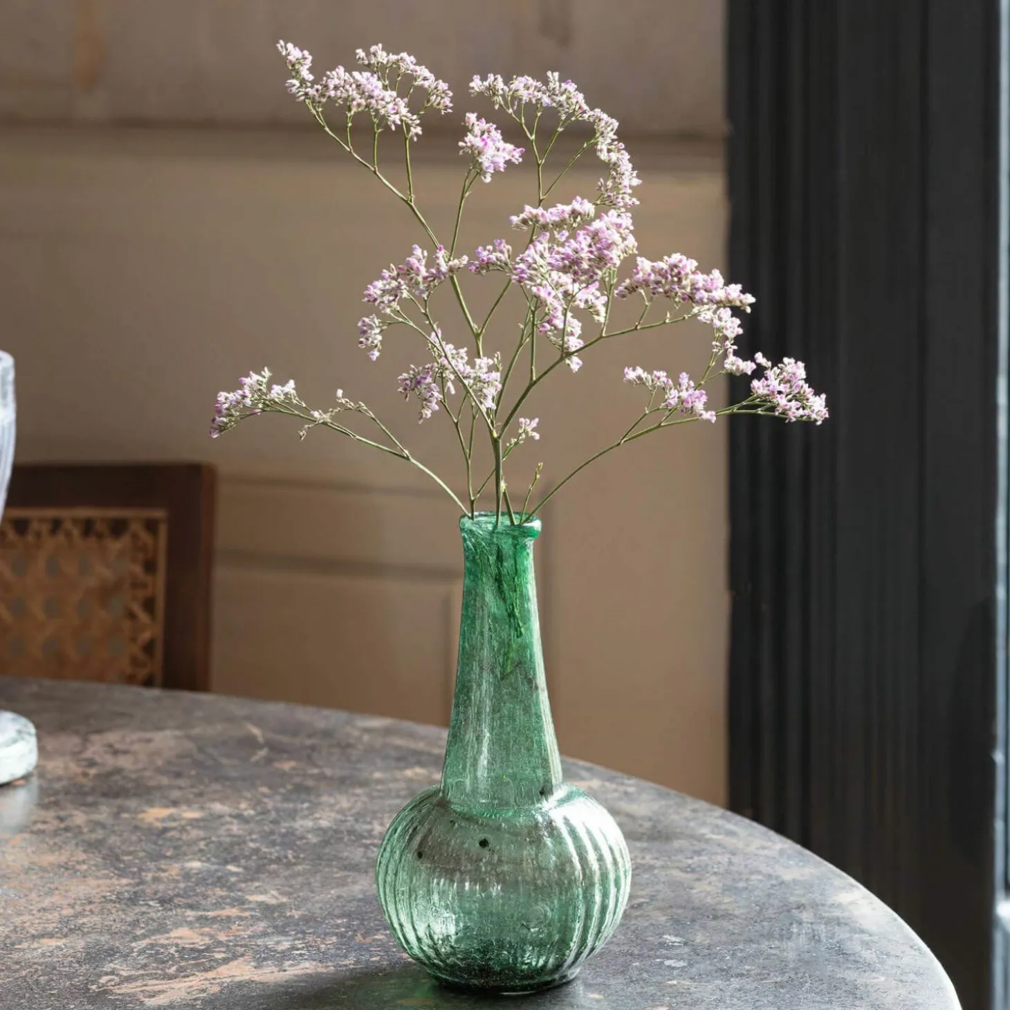 Marbled Green Glass Vase