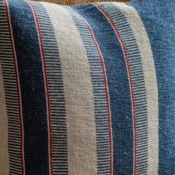 Maree Blue and White Striped Square Cushion