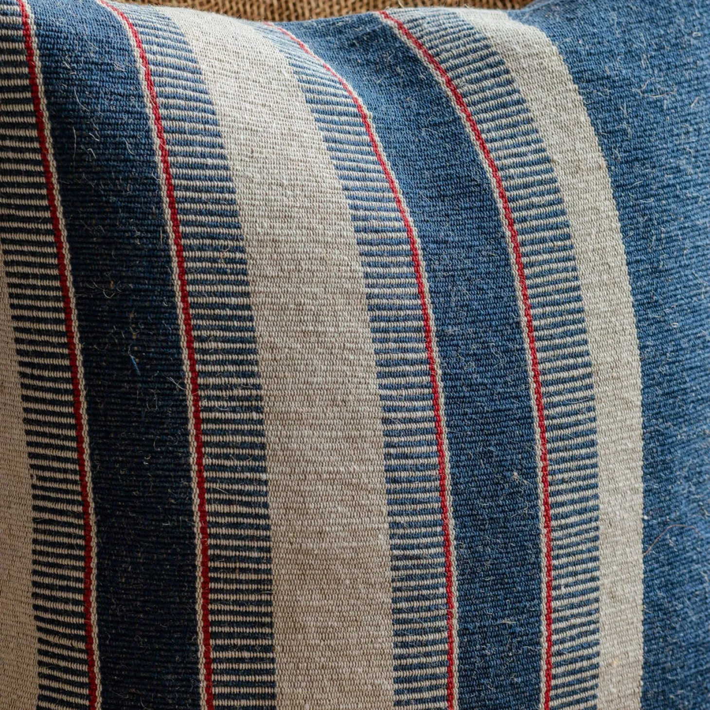 Maree Blue and White Striped Square Cushion