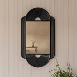 Margot Black Wooden Carved Mirror