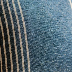 Marina Blue and White Striped Square Cushion
