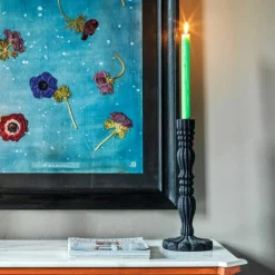 Matte Black Wooden Candlestick