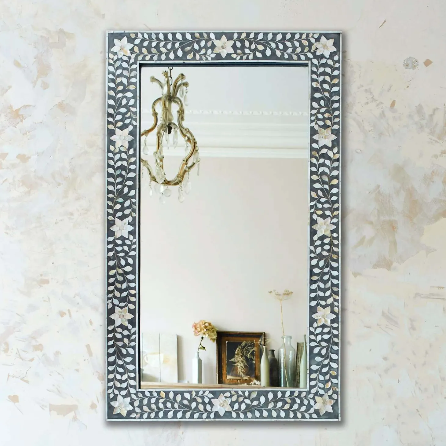 Maxi Grey Mother of Pearl Mirror