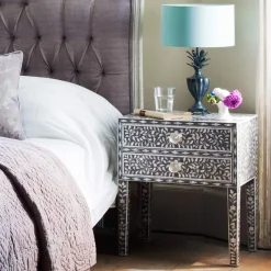 Maxi Grey Mother of Pearl Bedside Table