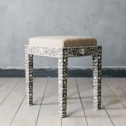 Maxi Grey Mother of Pearl Stool