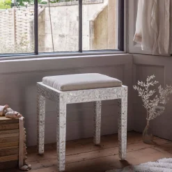 Maxi White Mother of Pearl Stool