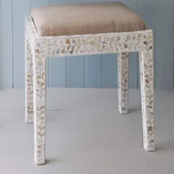Maxi White Mother of Pearl Stool