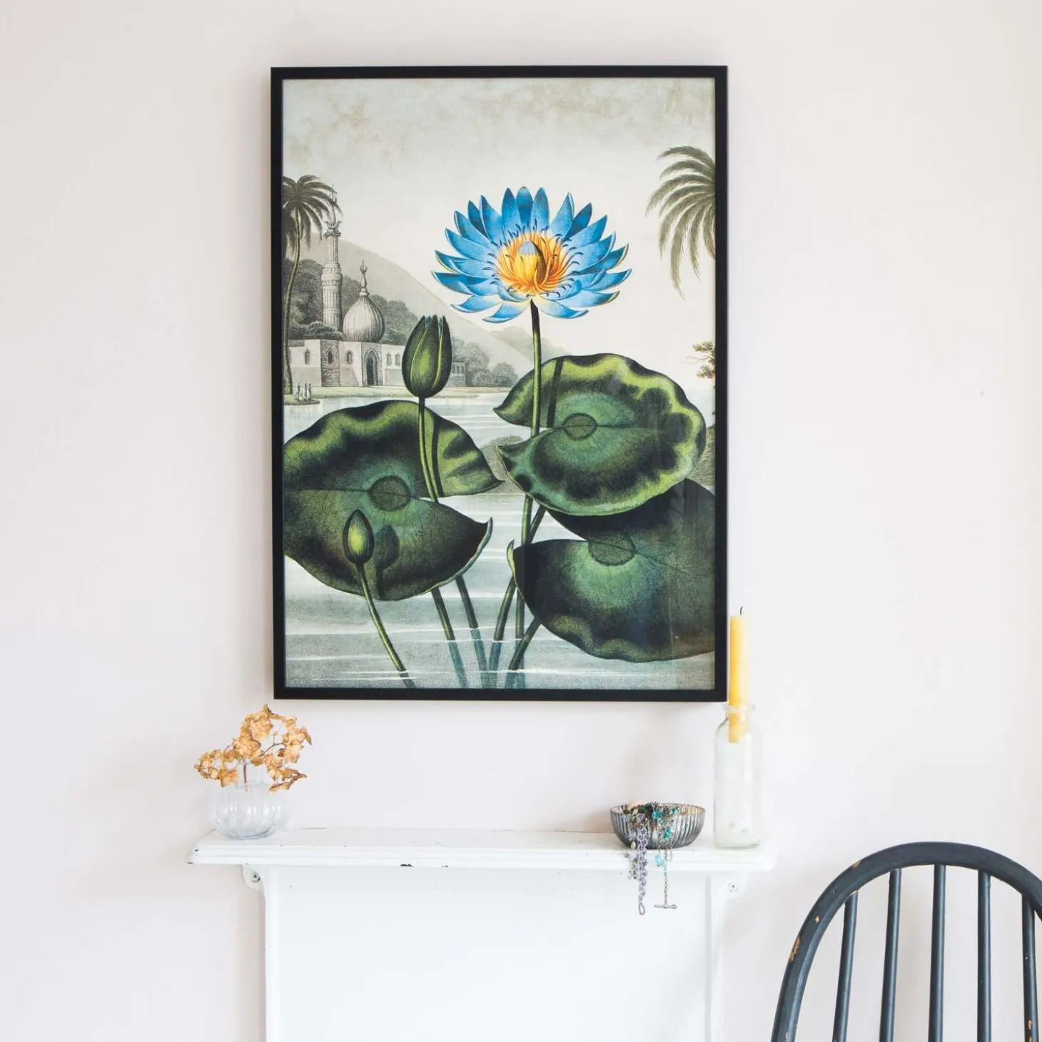 Medium Framed Blue Water Lily Print