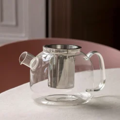 Metal and Clear Glass Teapot