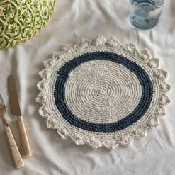 Midnight Blue Crochet Round Placemat