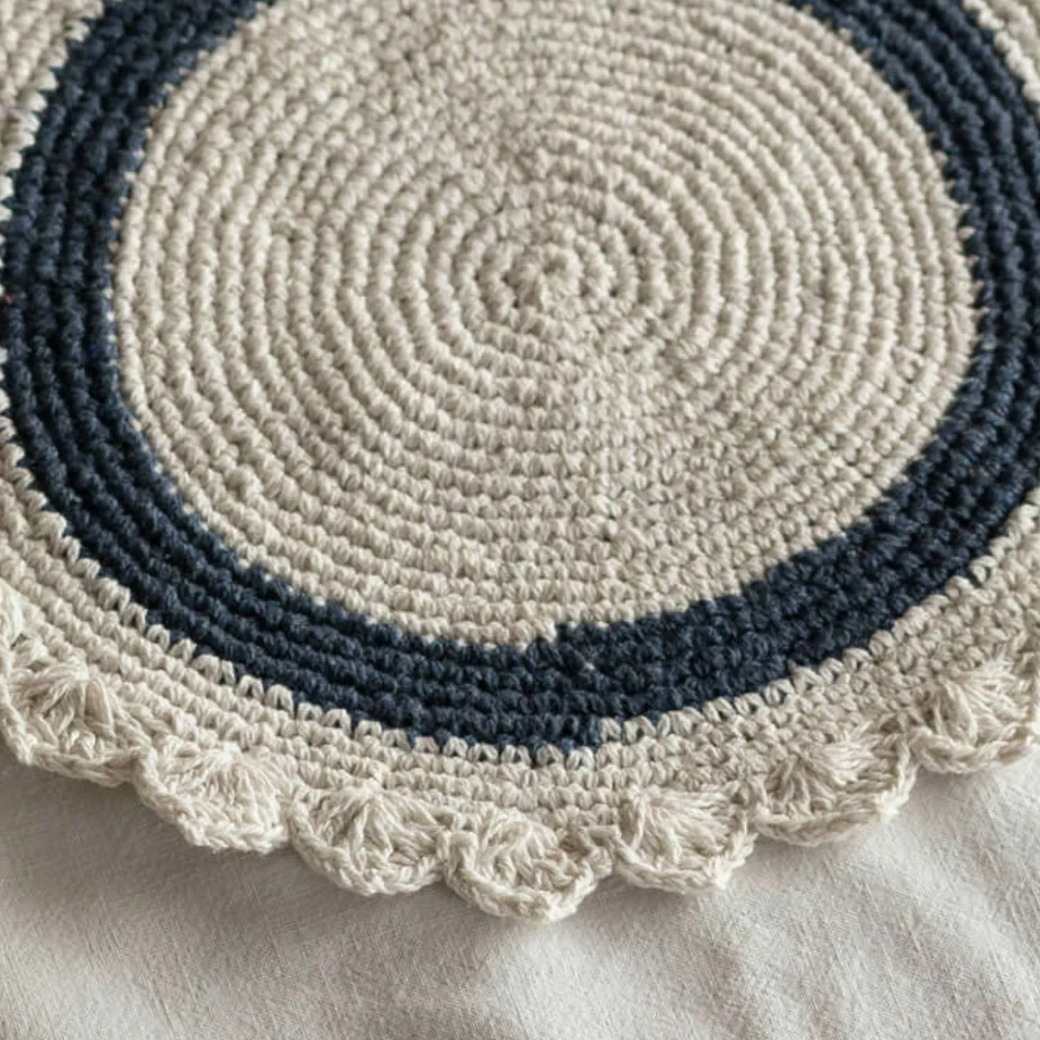 Midnight Blue Crochet Round Placemat