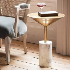 Mildred Gold and Marble Side Table
