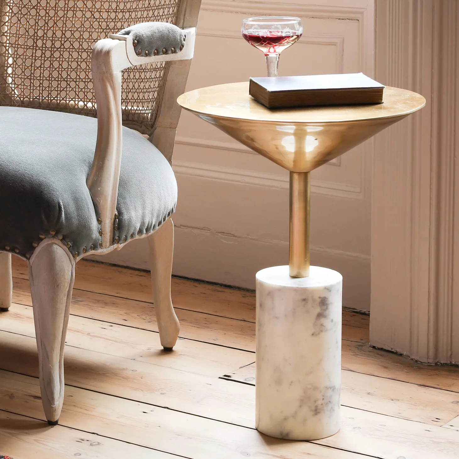 Mildred Gold and Marble Side Table