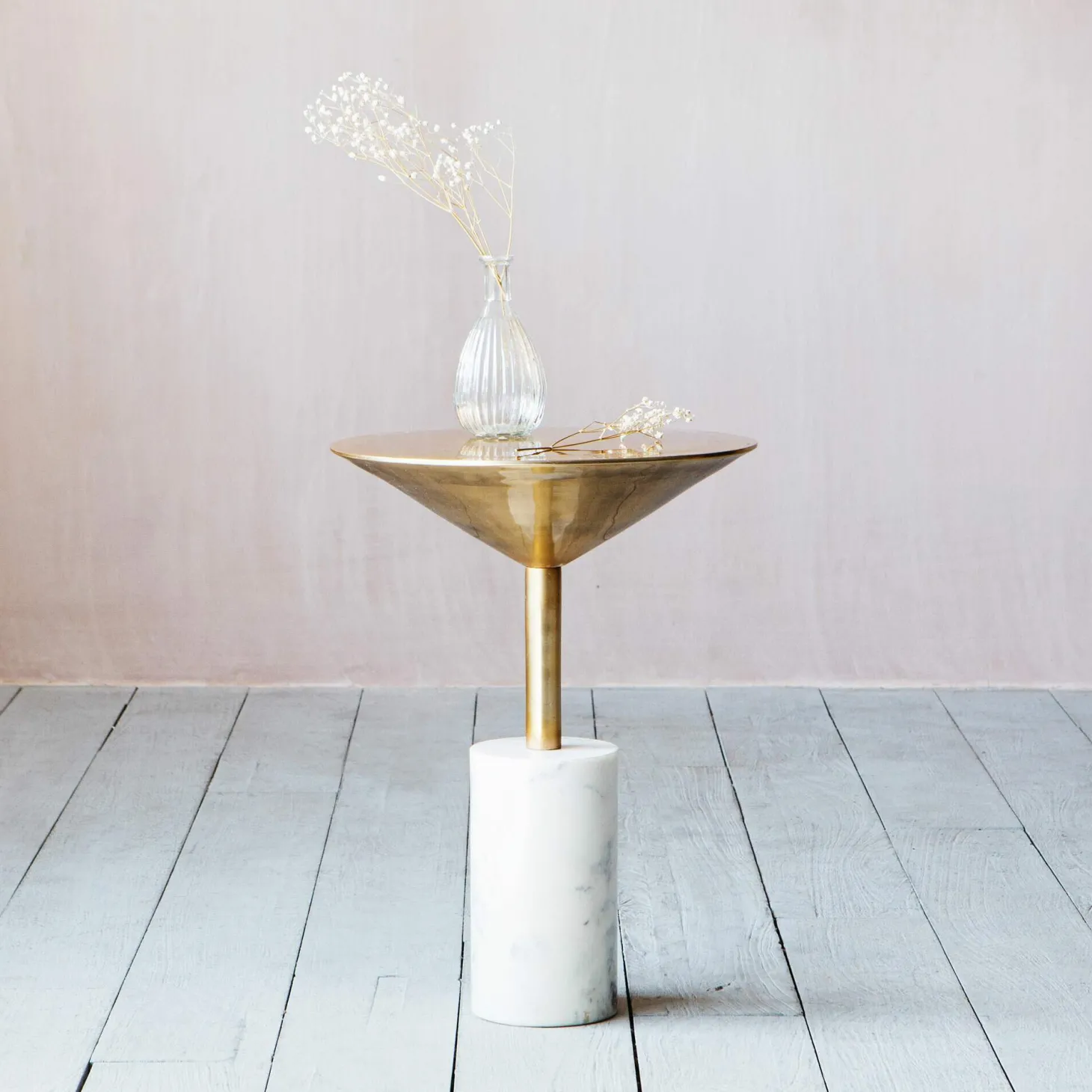 Mildred Gold and Marble Side Table