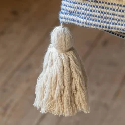 Misty Blue and White Striped Throw