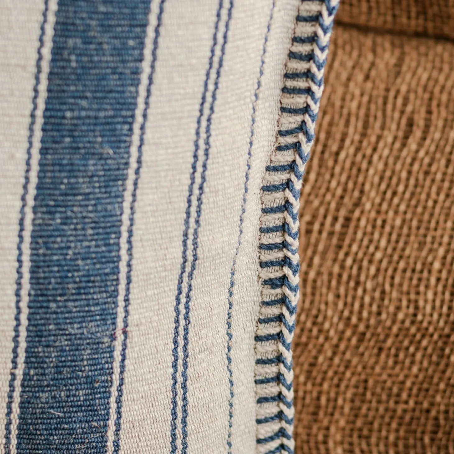 Moana Blue and White Striped Rectangular Cushion