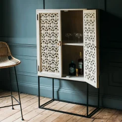 Momoka Hand-Carved Bar Cabinet