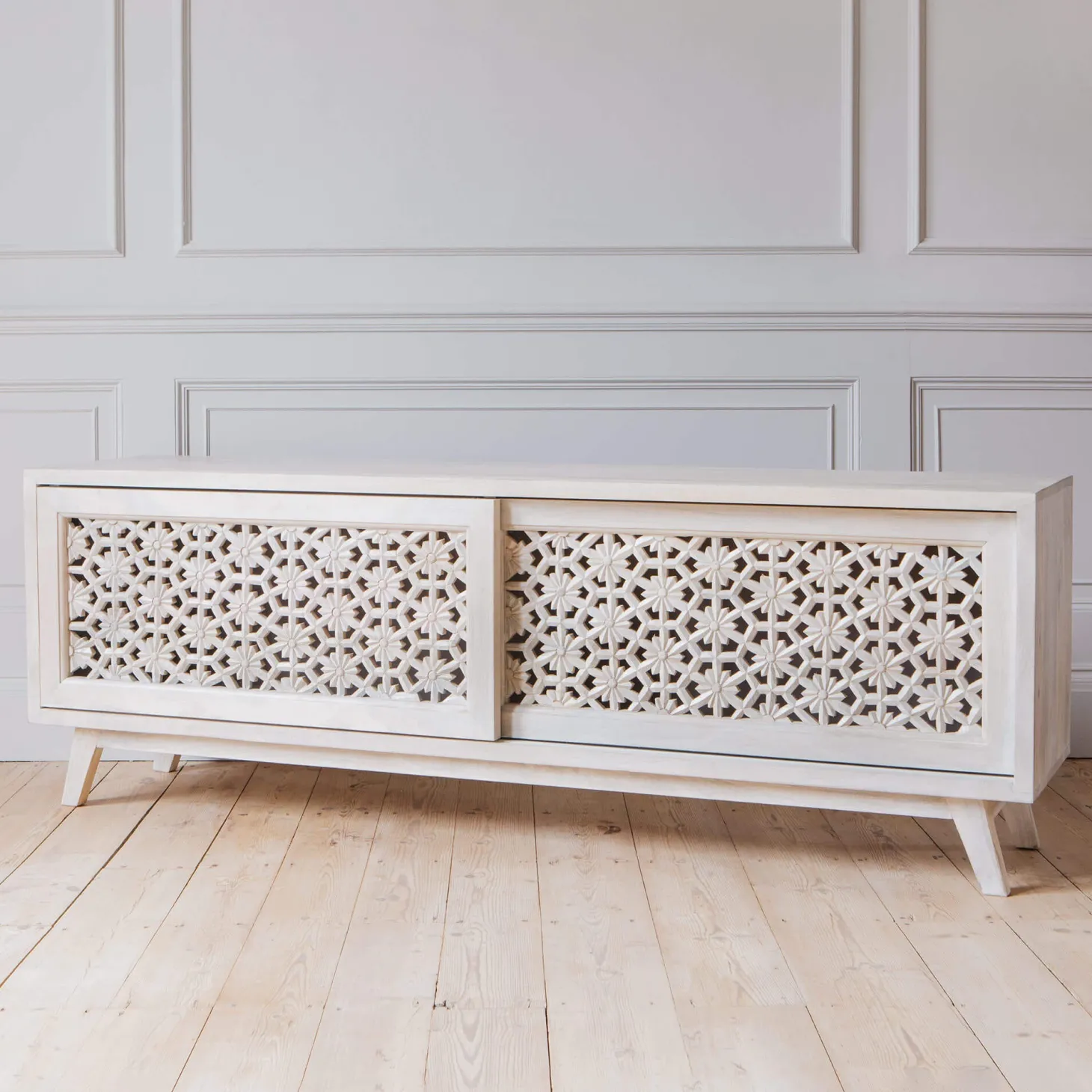 Momoka Hand-Carved Sideboard with Sliding Doors