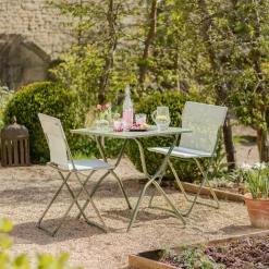 Moss Green Balcony Table and Two Chairs Set