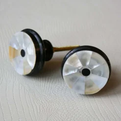 Mother of Pearl and Black Horn Drawer Knob