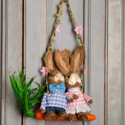 Mr & Mrs Bunny On a Swing Decoration