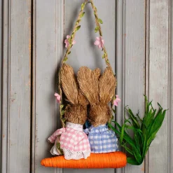 Mr & Mrs Bunny On a Swing Decoration